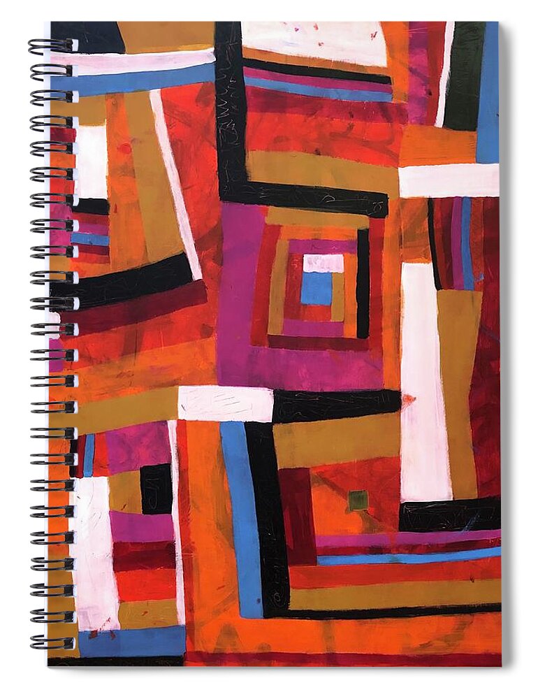 Red Spiral Notebook featuring the painting Alegria by Cyndie Katz