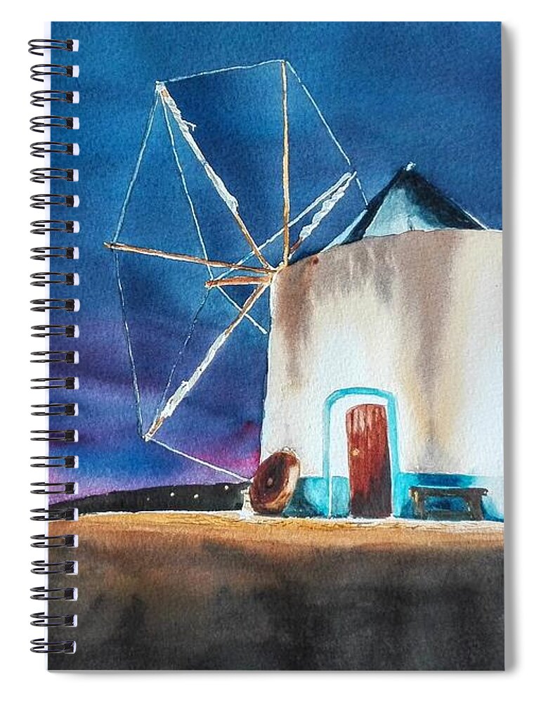 Mill Spiral Notebook featuring the painting Alentejo Mill by Sandie Croft