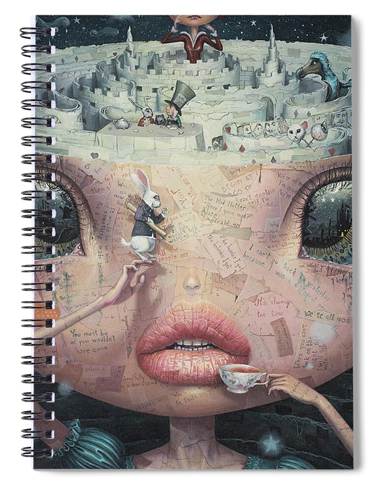 Alice Spiral Notebook featuring the painting Alice in Wonderland by Adrian Borda