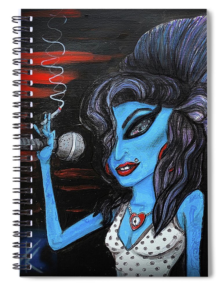 Amywinehouse Spiral Notebook featuring the painting Alien Amy by Similar Alien