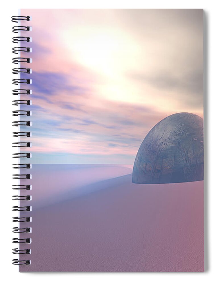 Mysterious Spiral Notebook featuring the digital art Alien Artifact In Desert by Phil Perkins