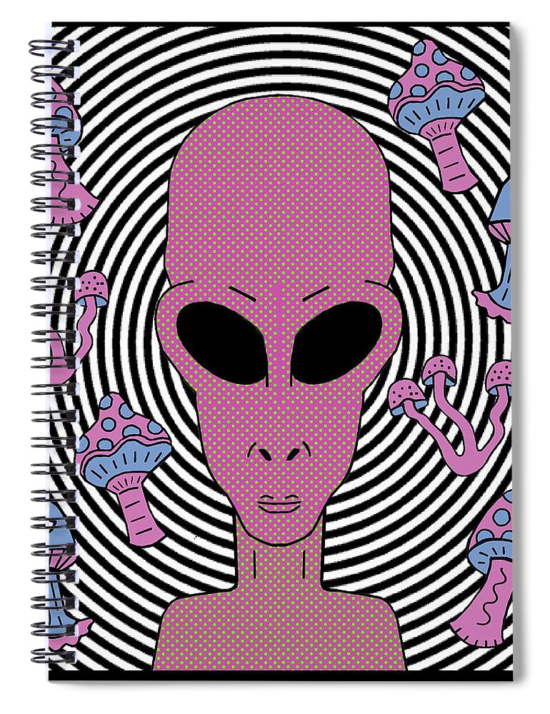 Alien Days Spiral Notebook featuring the drawing Alien Days by Chelsea Geldean