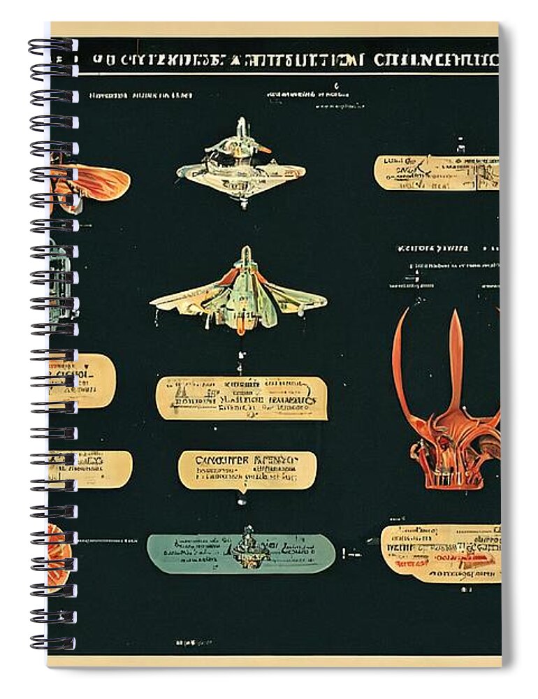 Alien Spiral Notebook featuring the digital art Alien Insects #1 by Nickleen Mosher
