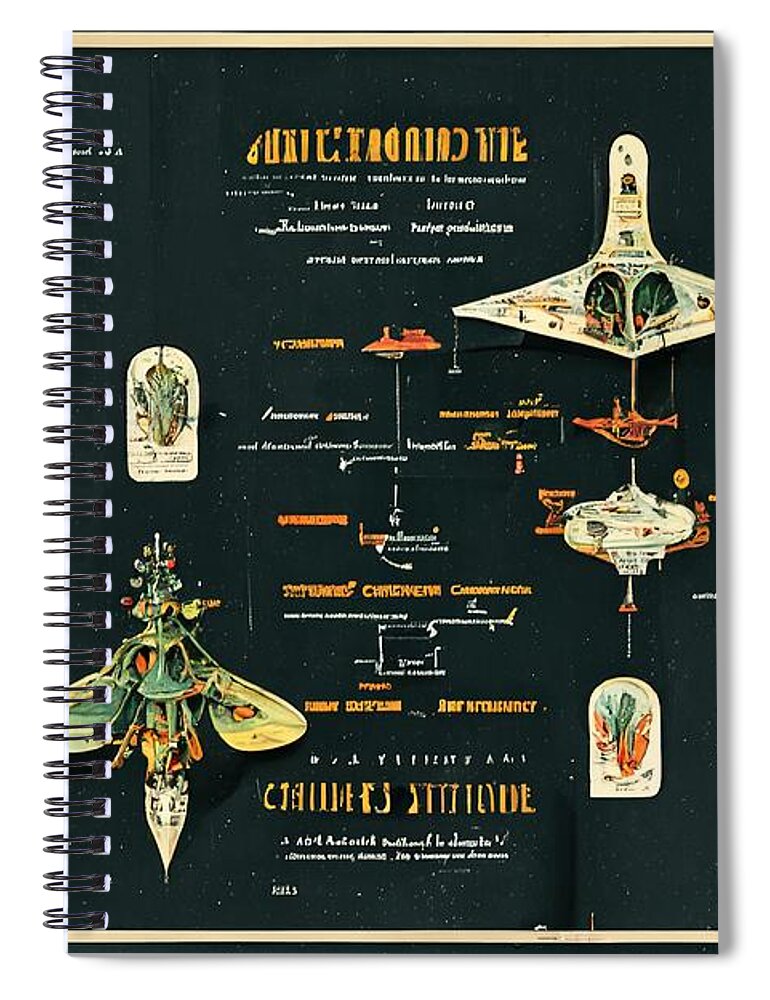 Alien Spiral Notebook featuring the digital art Alien Insects #2 by Nickleen Mosher