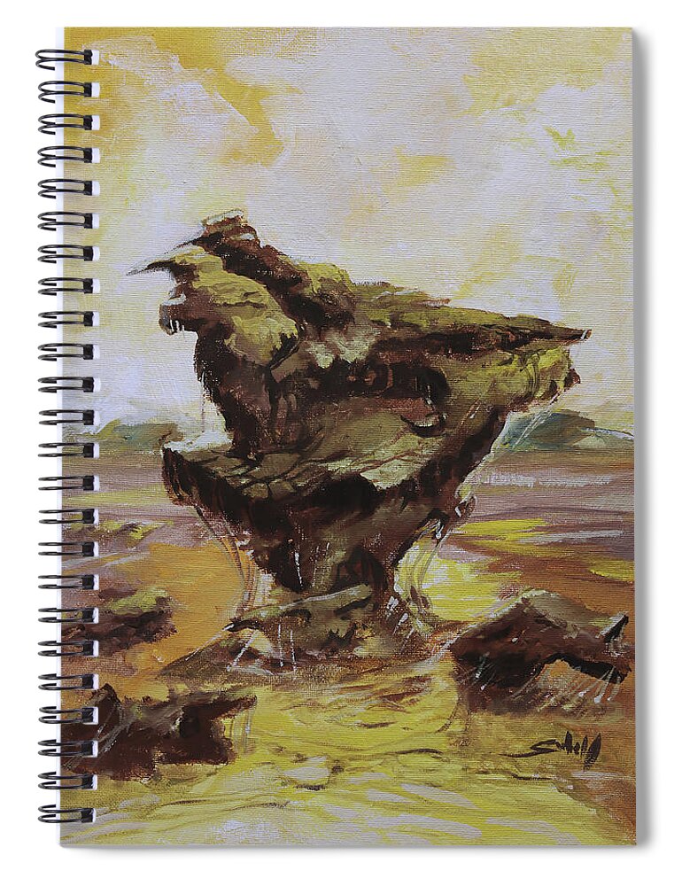 Gothic Spiral Notebook featuring the painting Alien landscape C Zone by Sv Bell