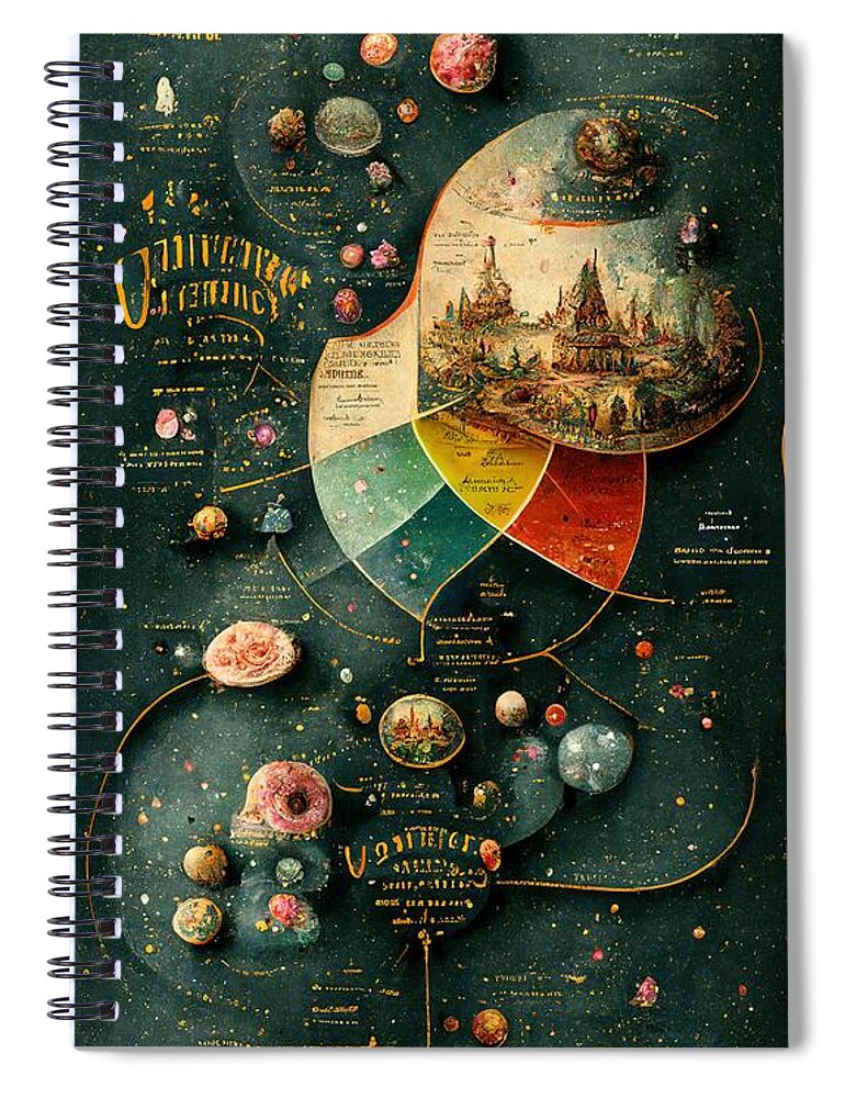 Alien Spiral Notebook featuring the digital art Alien Map of the Universe #2 by Nickleen Mosher