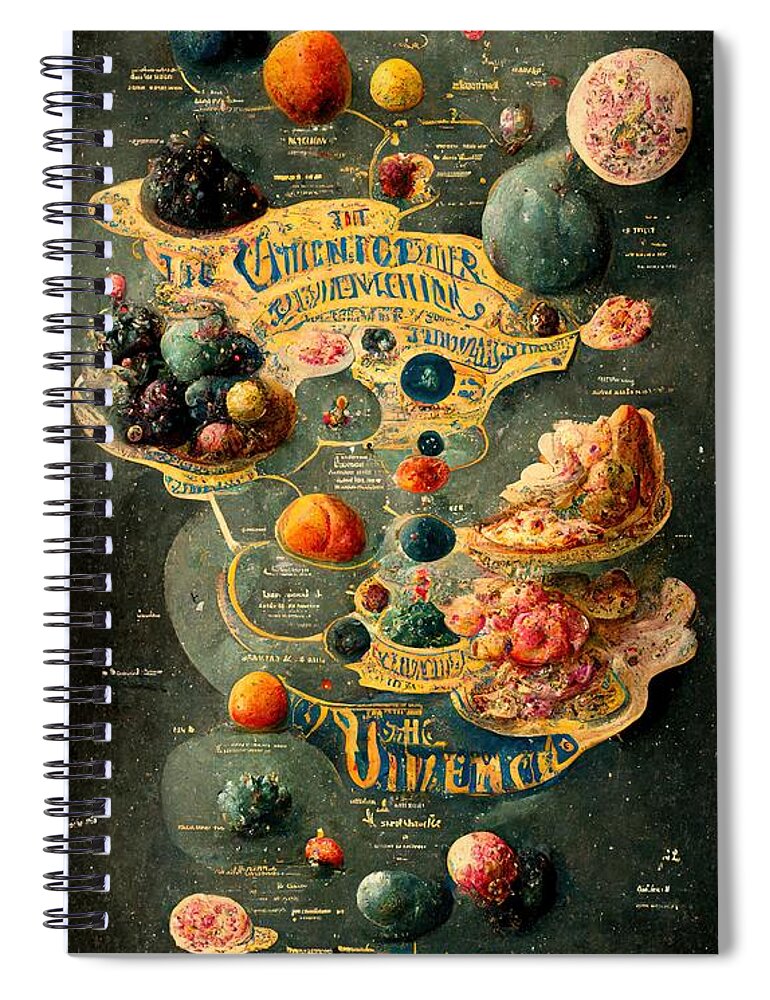 Alien Spiral Notebook featuring the digital art Alien Map of the Universe by Nickleen Mosher