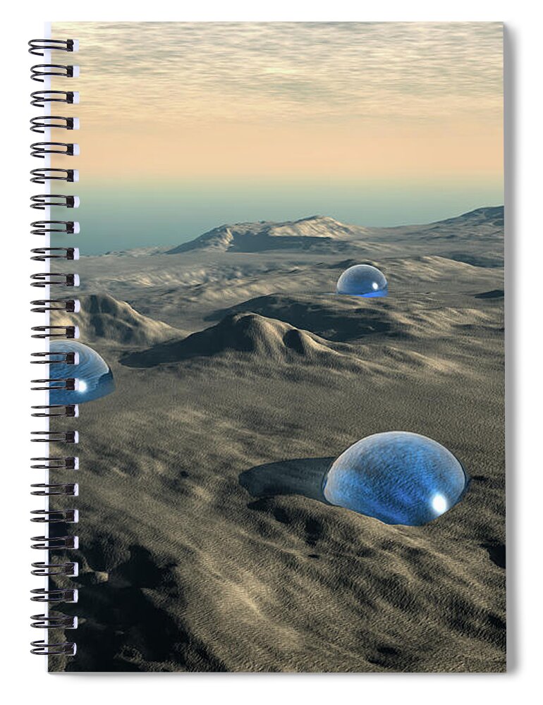 Mystery Spiral Notebook featuring the digital art Alien Spheres by Phil Perkins