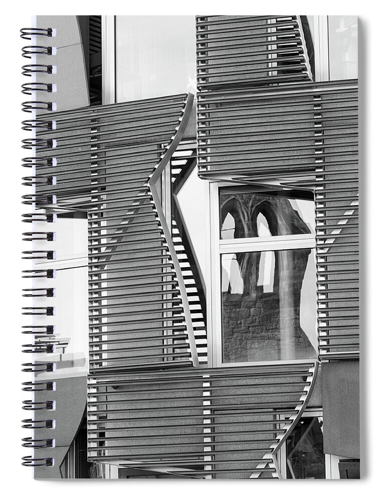 Abstract Spiral Notebook featuring the photograph All A-Striped BW by Christi Kraft