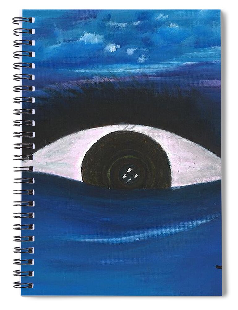 Eye Spiral Notebook featuring the painting All About Emotions by Esoteric Gardens KN