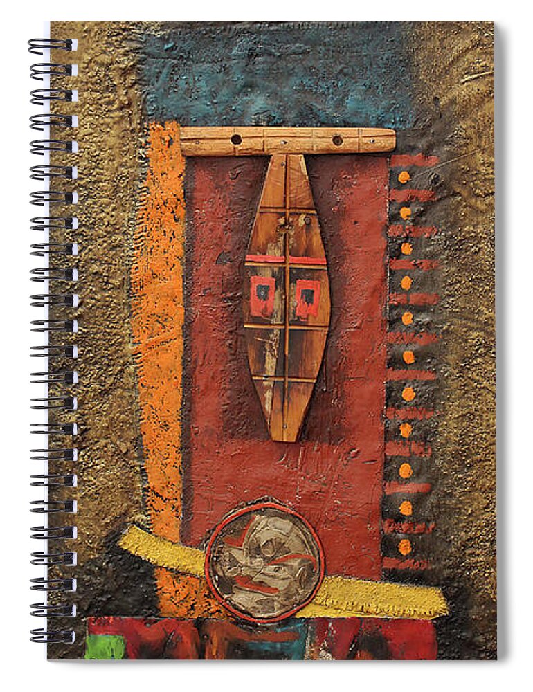 African Art Spiral Notebook featuring the painting All Systems Go by Michael Nene