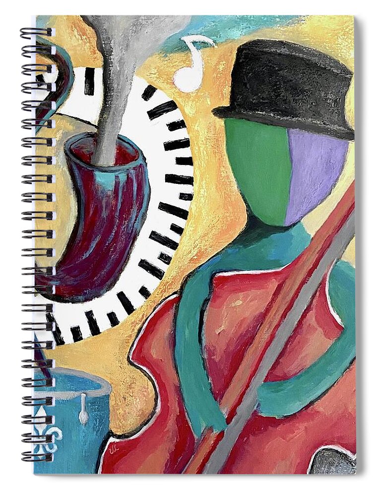 Jazz Spiral Notebook featuring the painting All That Jazz by Victoria Lakes