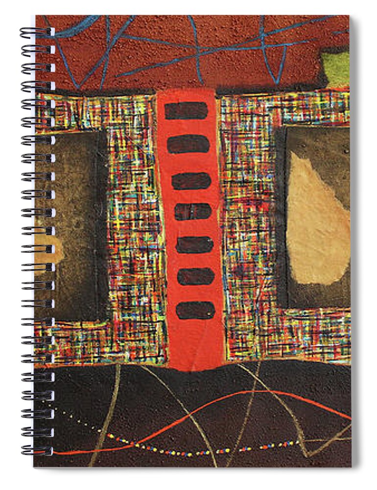 African Art Spiral Notebook featuring the painting All The Boxes Checked by Michael Nene