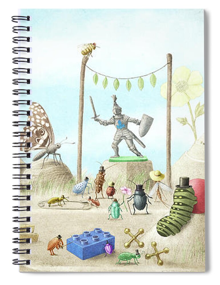 Garden Spiral Notebook featuring the drawing All the Many Wonders by Eric Fan
