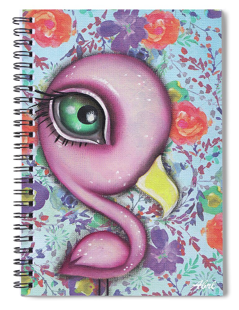 Flamingo Spiral Notebook featuring the painting Allana by Abril Andrade