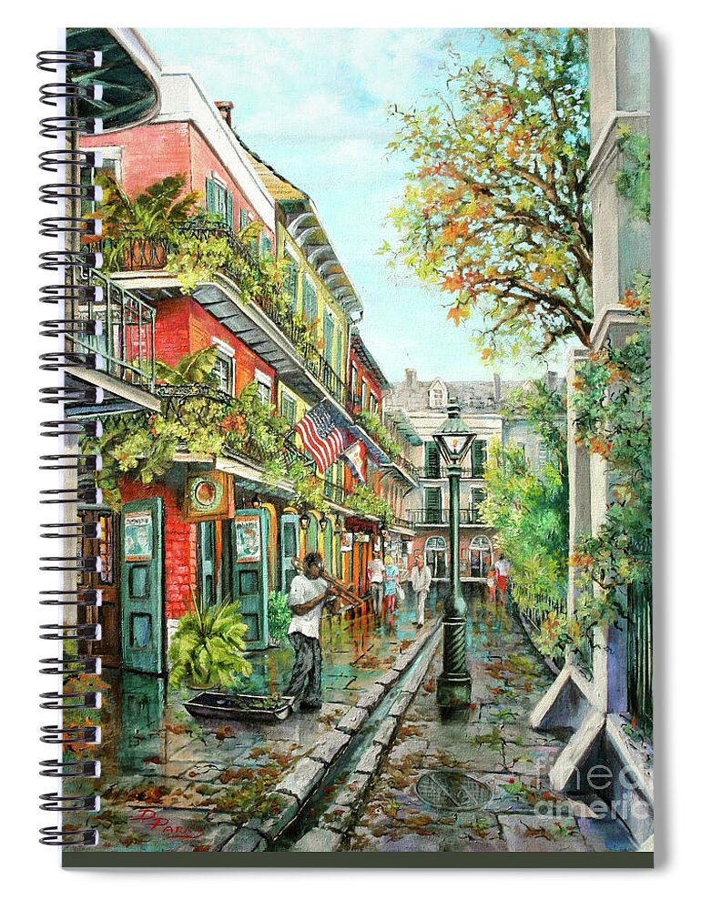New Orleans Jazz Spiral Notebook featuring the painting Alley Jazz by Dianne Parks