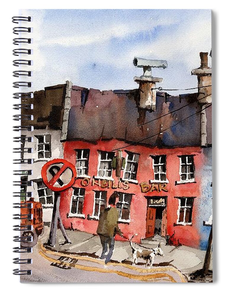 Tractors Spiral Notebook featuring the painting Allihies main street, Beara. by Val Byrne