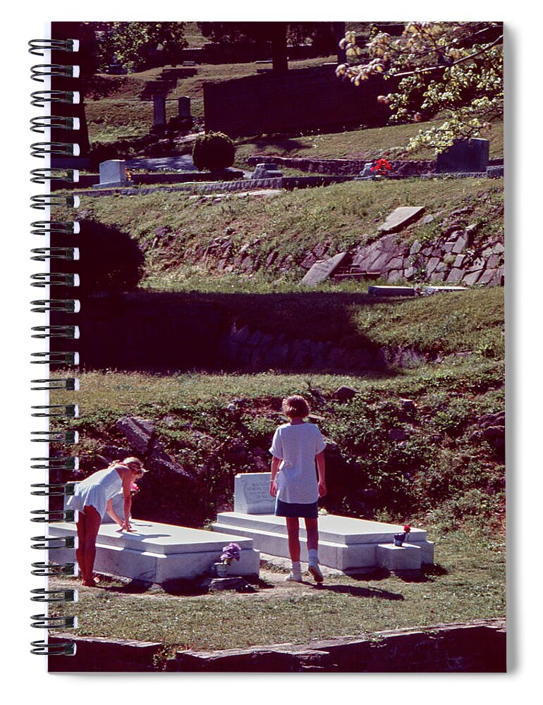 Duane Allman Spiral Notebook featuring the photograph Allman Brothers, Rose Hill Cemetery, 1987 by John Simmons