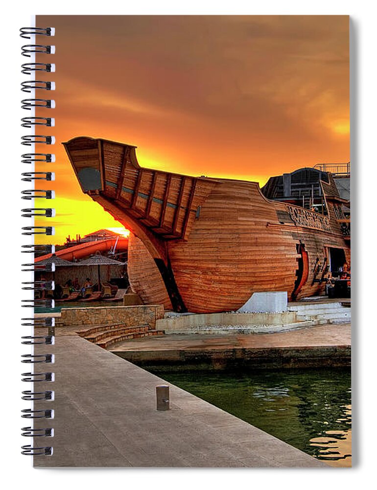 Boats Spiral Notebook featuring the photograph Almost a Galleon - Sebenico Croatia by Paolo Signorini