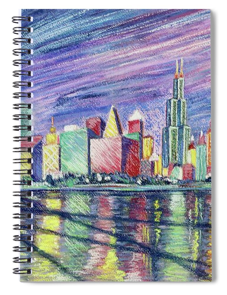 Chicago Skyline Spiral Notebook featuring the painting Almost Chicago by Dorsey Northrup