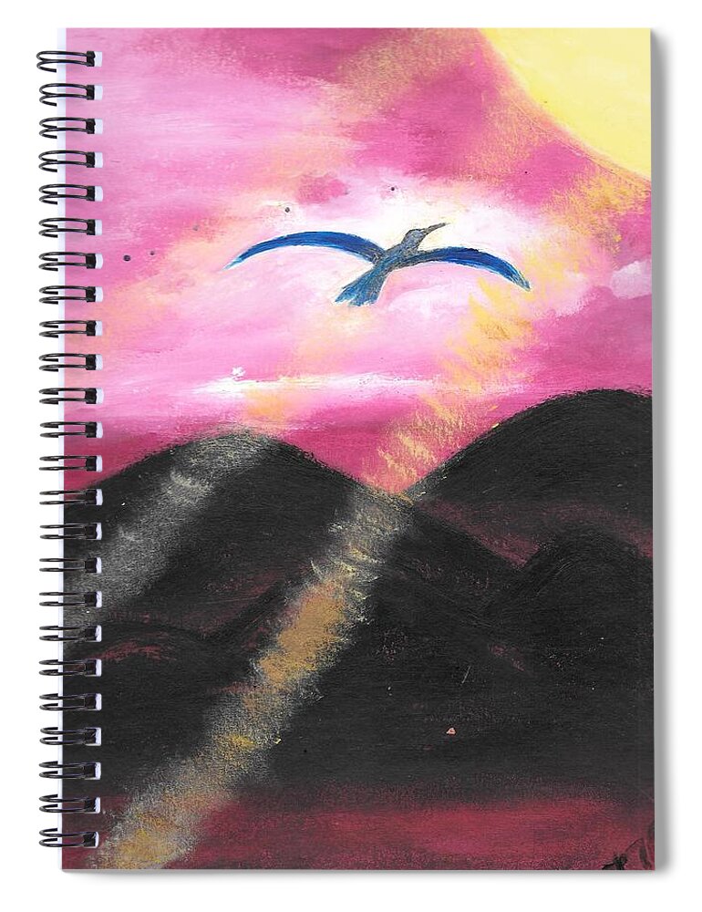 Bird Spiral Notebook featuring the painting Almost There by Esoteric Gardens KN