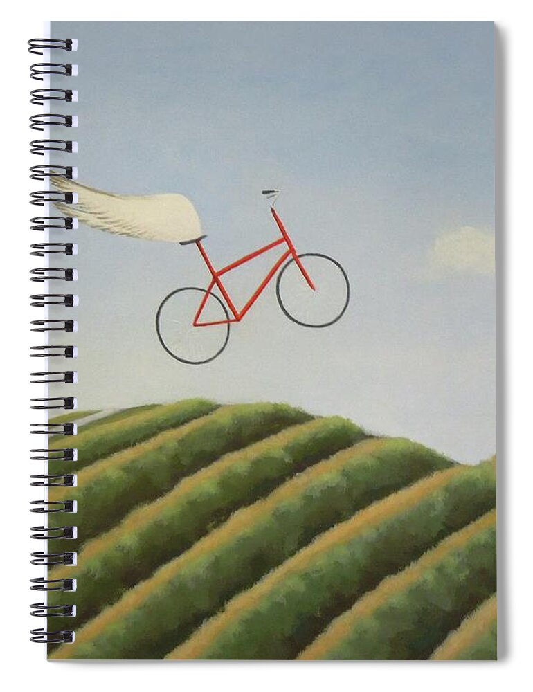 Red Bicycle Spiral Notebook featuring the painting Aloft by Phyllis Andrews