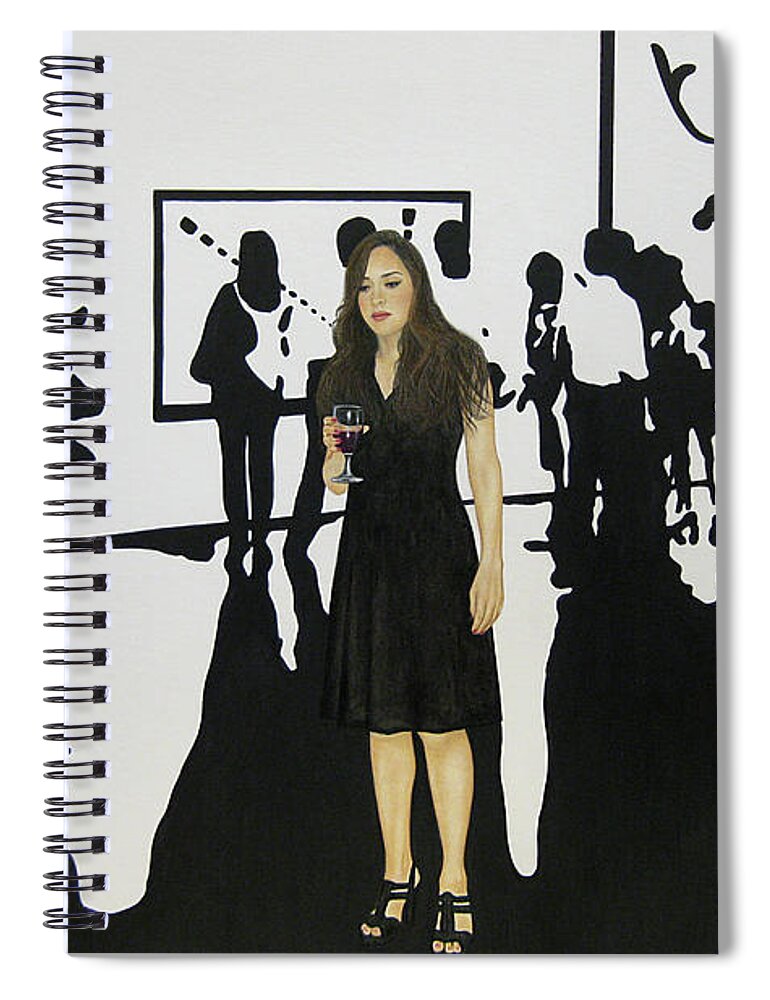Alone In A Crowded Room Spiral Notebook featuring the painting Alone In A Crowded Room by Lynet McDonald
