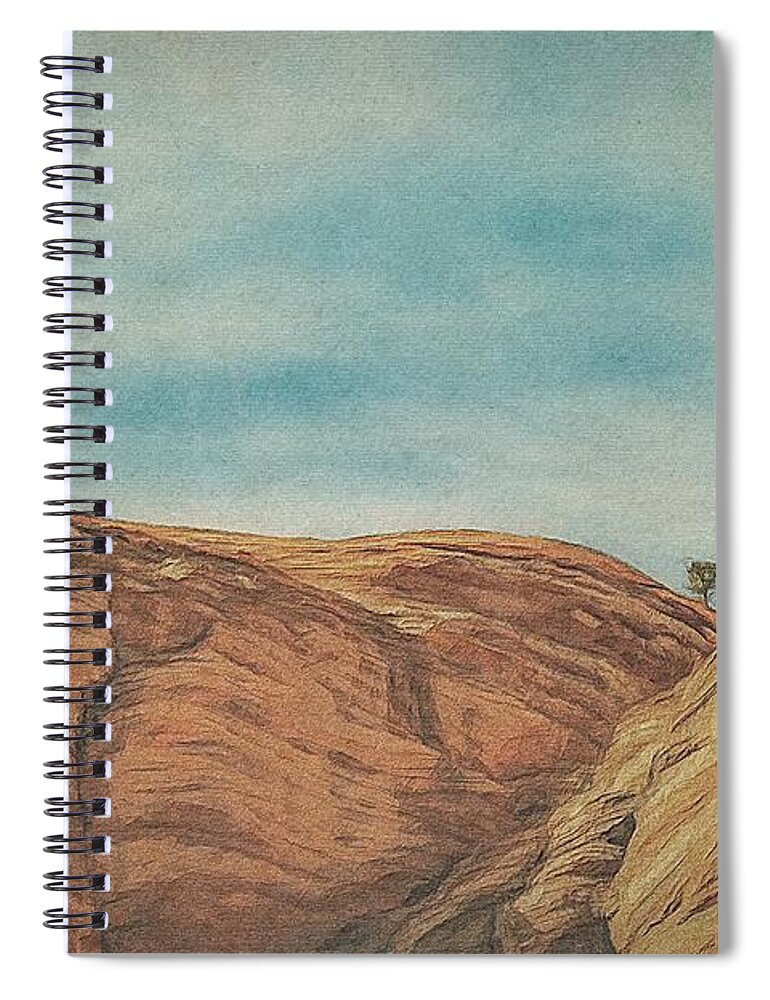 Mesa Spiral Notebook featuring the painting Alone by Jeffrey Kolker