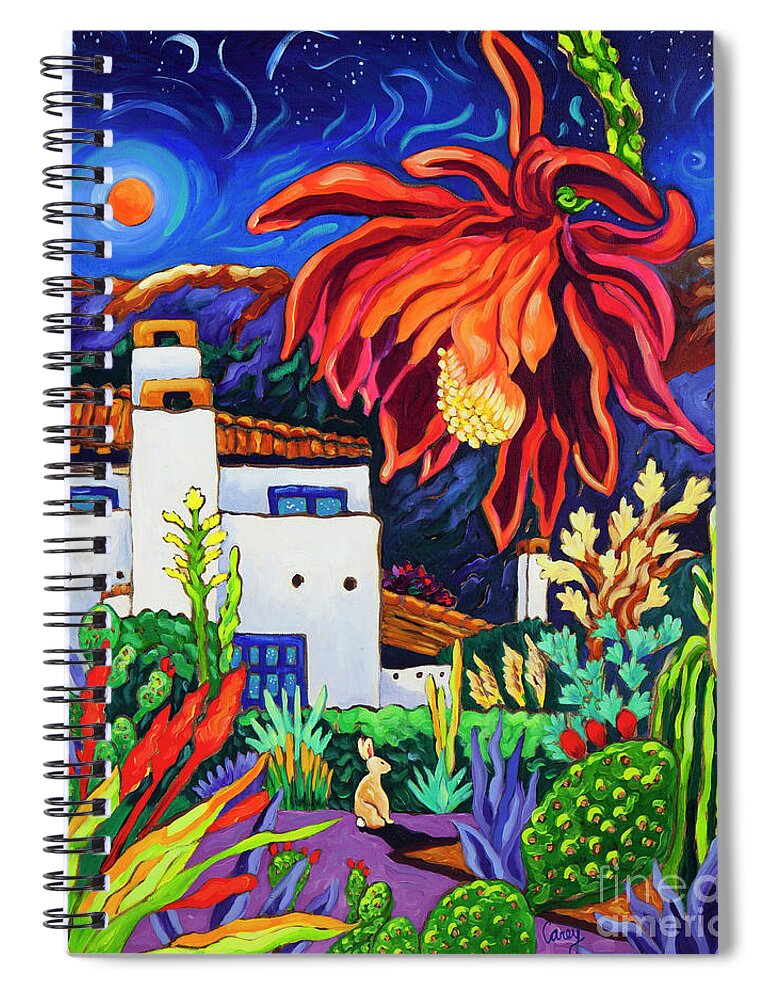 Expressive Color Spiral Notebook featuring the painting Alone with the Moonlight by Cathy Carey