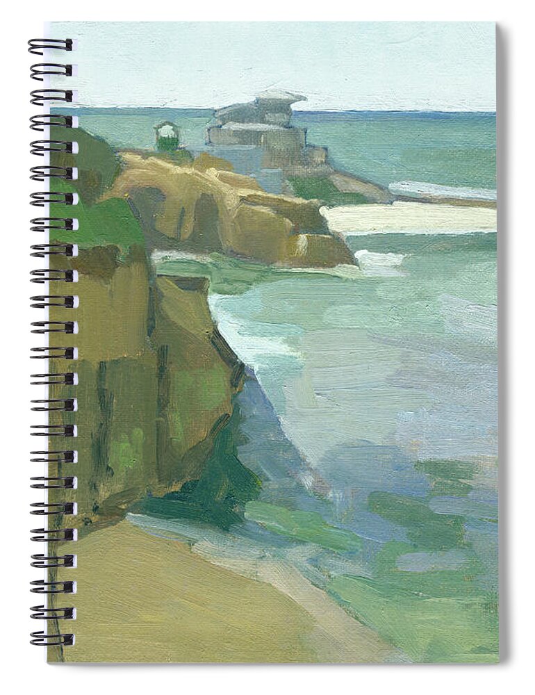 La Jolla Spiral Notebook featuring the painting Along the La Jolla Coast, Children's Pool by Paul Strahm