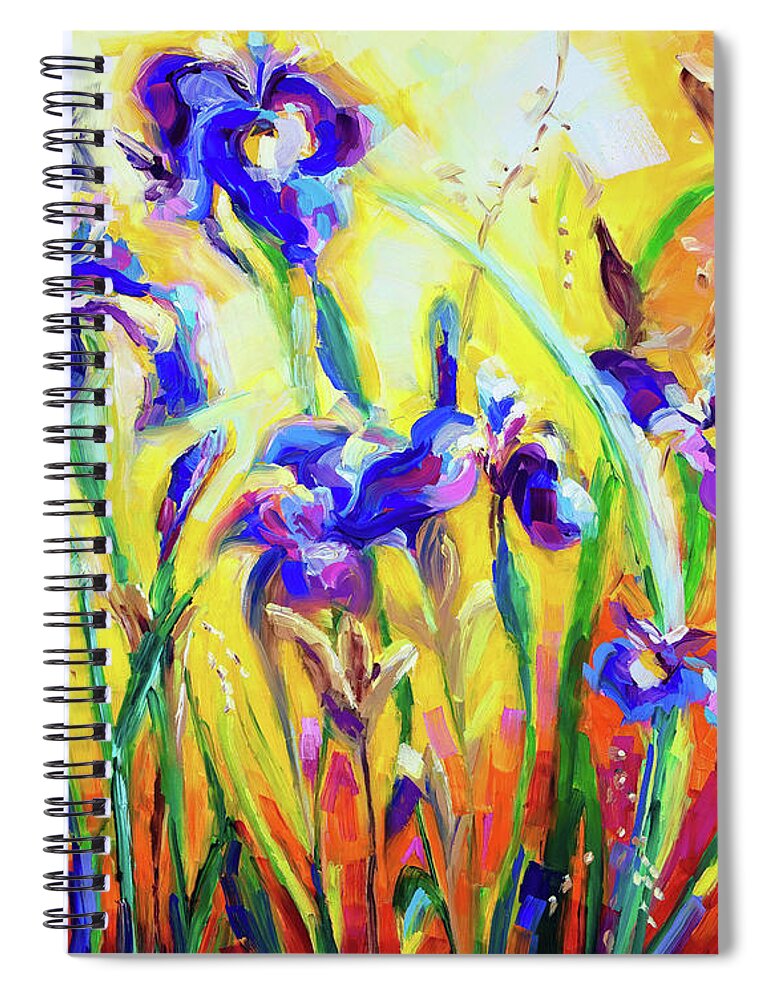 Irises Spiral Notebook featuring the painting Alpha and Omega by Talya Johnson