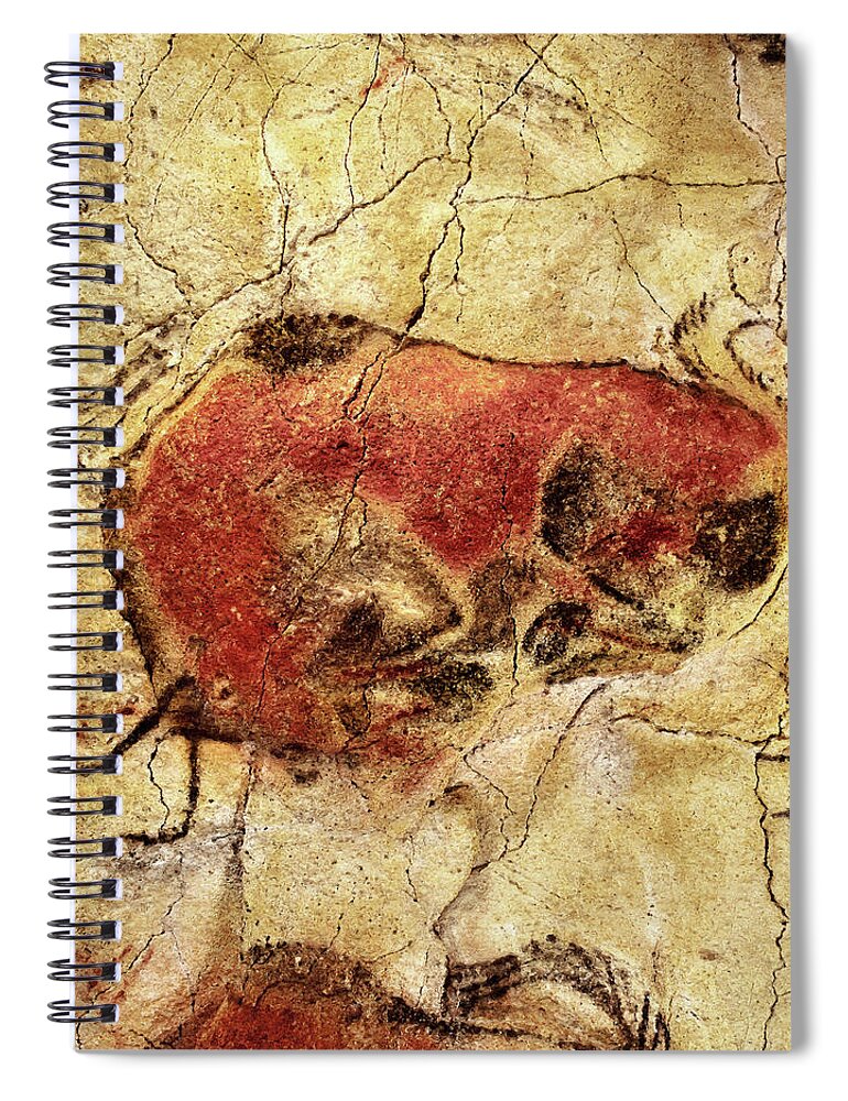 Altamira Spiral Notebook featuring the digital art Altamira Bison 2 - Square by Weston Westmoreland