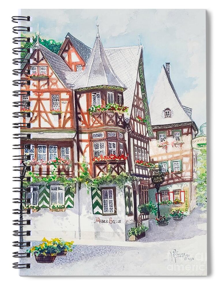 Germany Spiral Notebook featuring the painting Altes Haus by Merana Cadorette