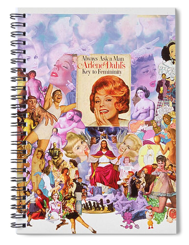 Women Spiral Notebook featuring the mixed media Always Ask A Man _Femininity vs Feminism by Sally Edelstein