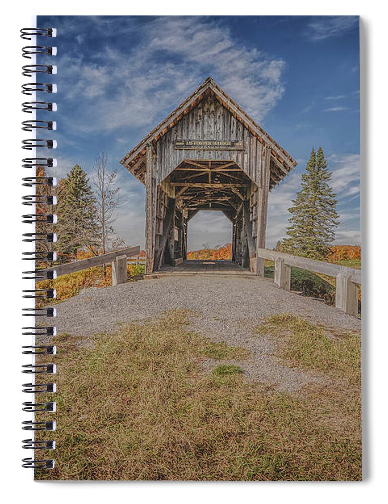 A.m. Foster Covered Bridge Spiral Notebook featuring the photograph A.M. Foster Covered Bridge by Penny Polakoff