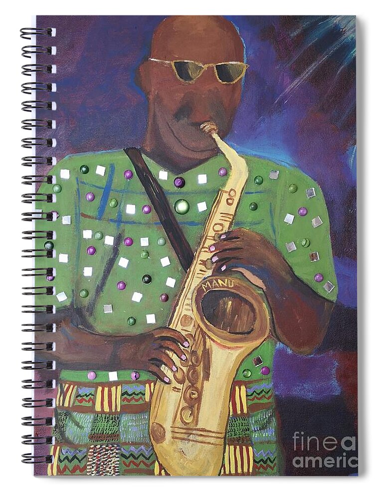 Manu Dinbango Spiral Notebook featuring the painting Amazing Dream Coat by Jennylynd James