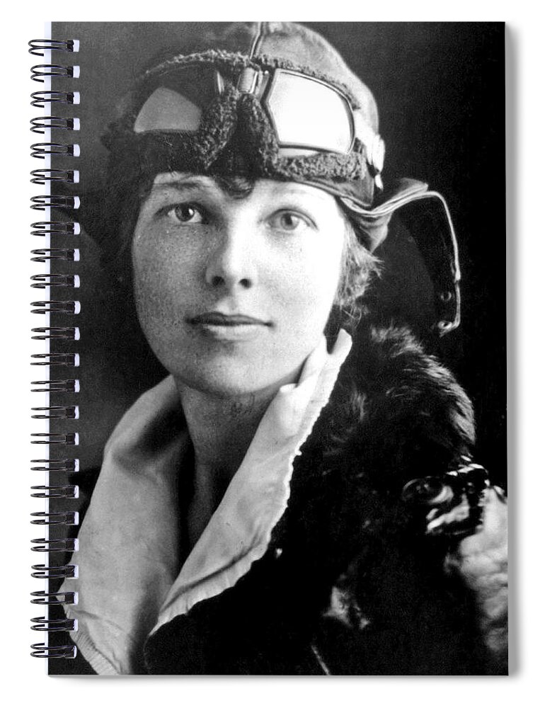 Fearless Spiral Notebook featuring the painting Amelia Earhart 2 by Tony Rubino