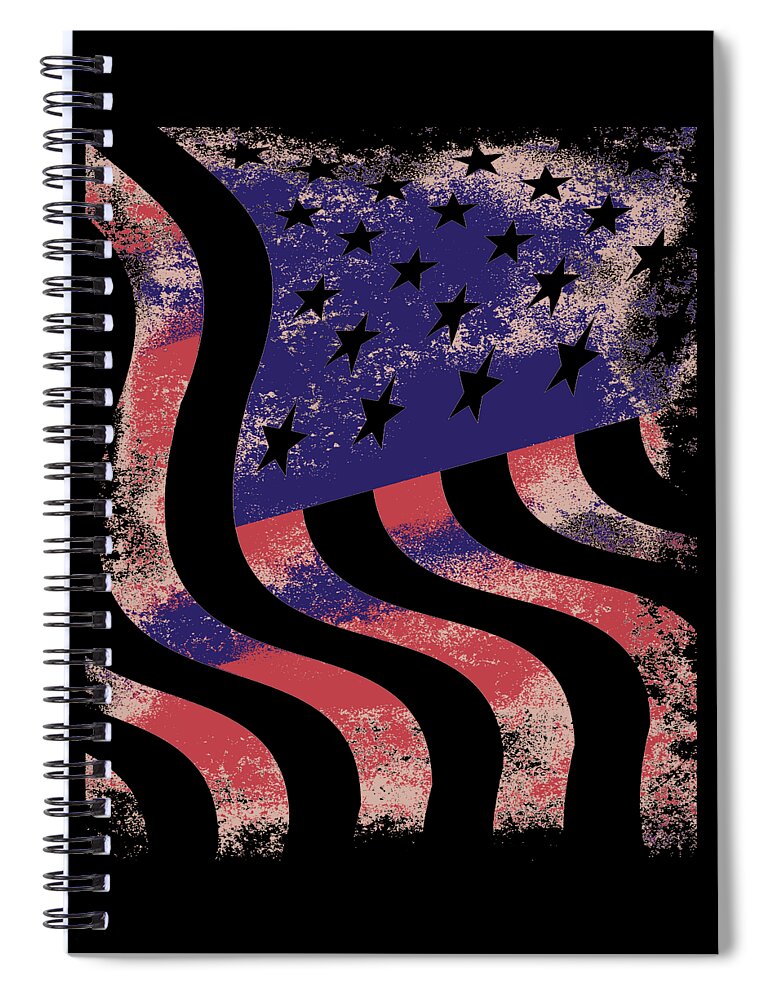 Funny Spiral Notebook featuring the digital art American Flag by Flippin Sweet Gear