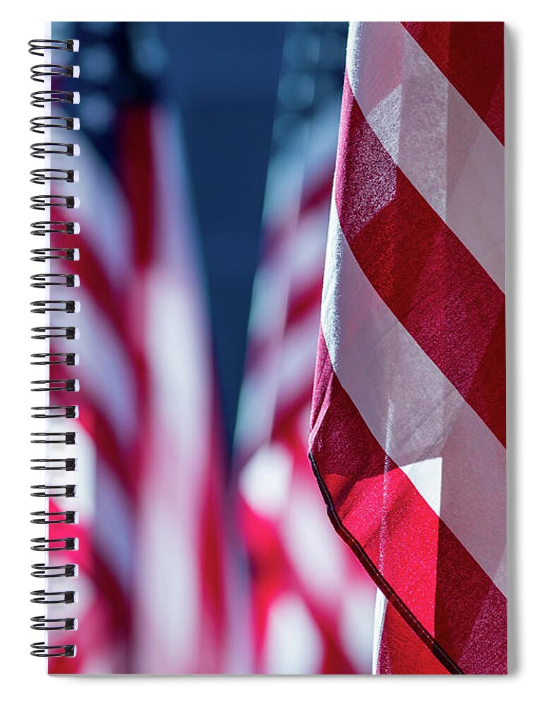 Flag Spiral Notebook featuring the photograph American Flags 2 by Amelia Pearn