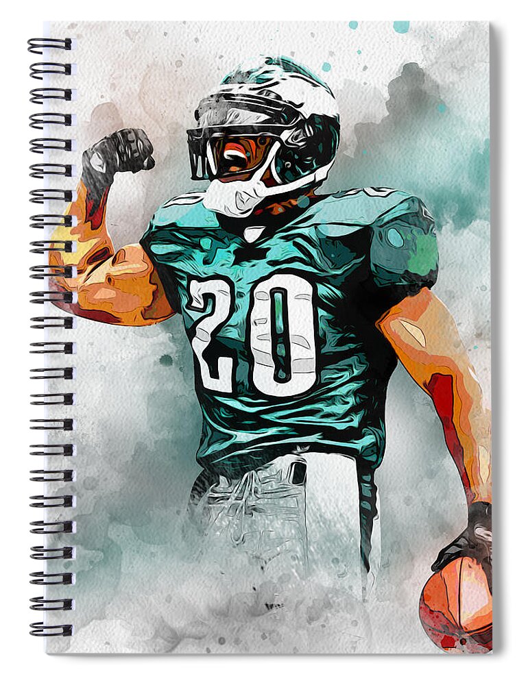 Sport Spiral Notebook featuring the painting American Football 02 by Miki De Goodaboom