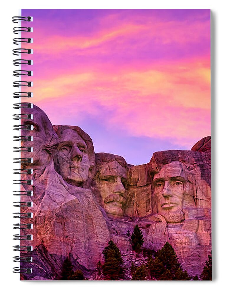 Mt. Rushmore Spiral Notebook featuring the photograph American History...Alive in Stone - Mount Rushmore, South Dakota by Sam Antonio