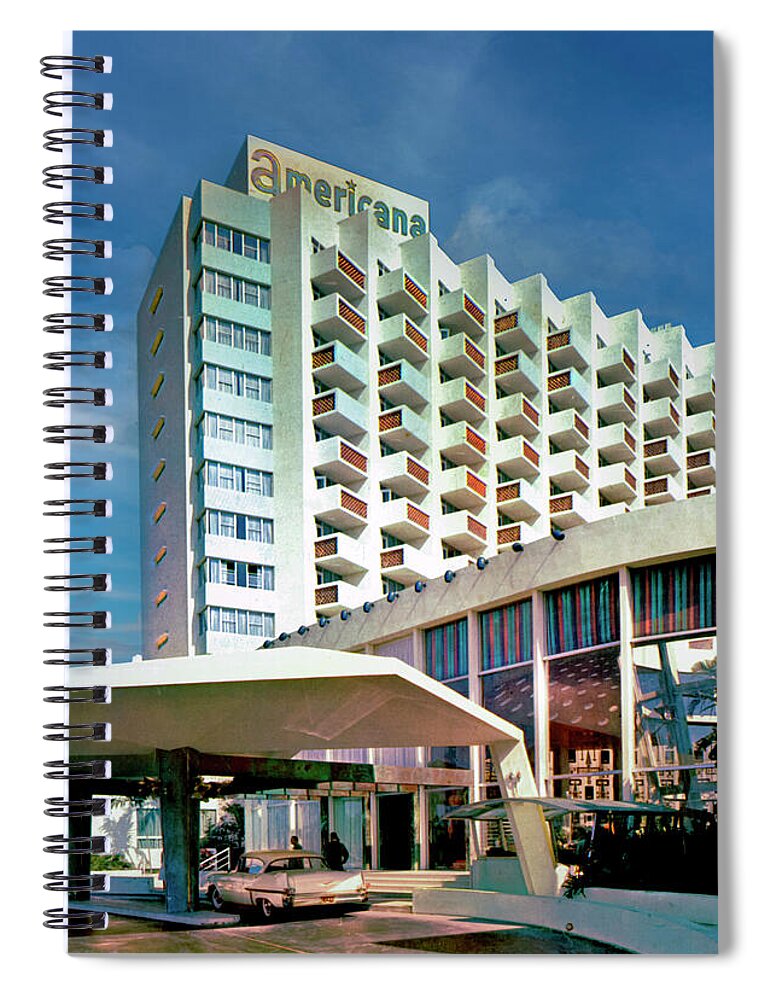 Vintage Spiral Notebook featuring the photograph Americana Hotel 1956-2007 by Matthew Bamberg