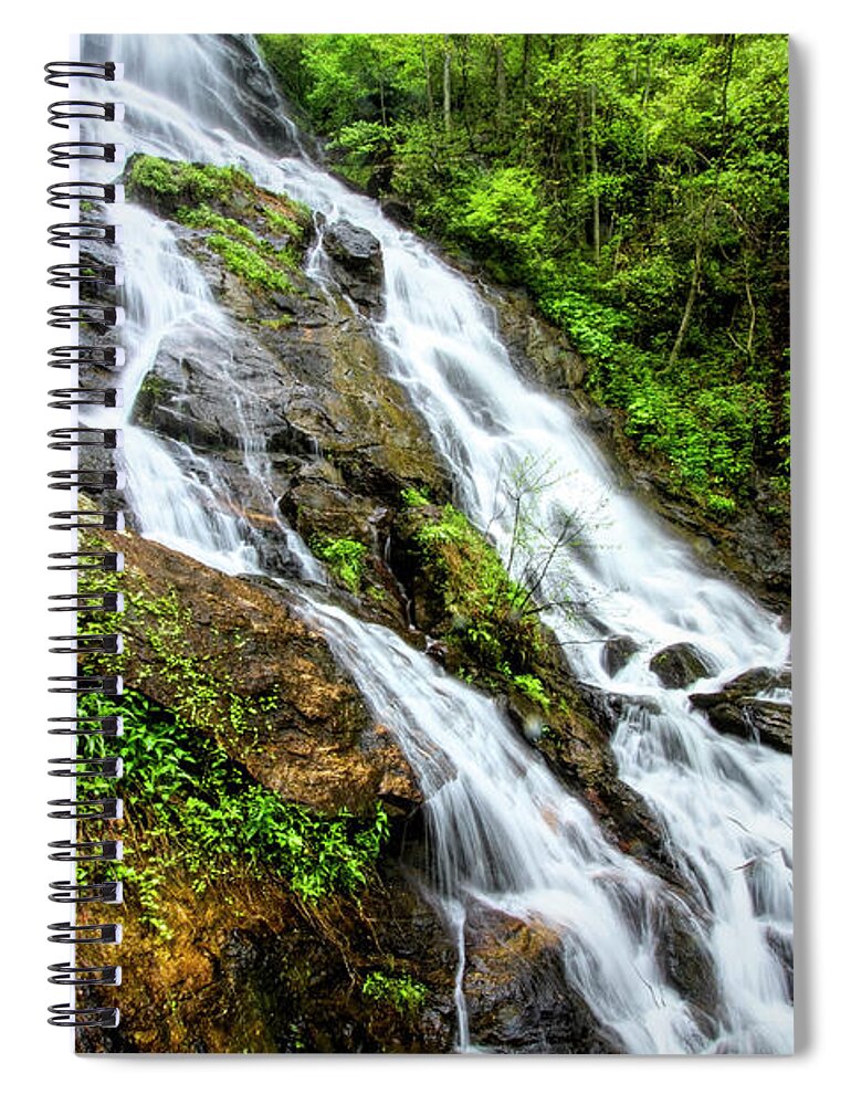 Carolina Spiral Notebook featuring the photograph Amicalola Falls Cascades by Debra and Dave Vanderlaan
