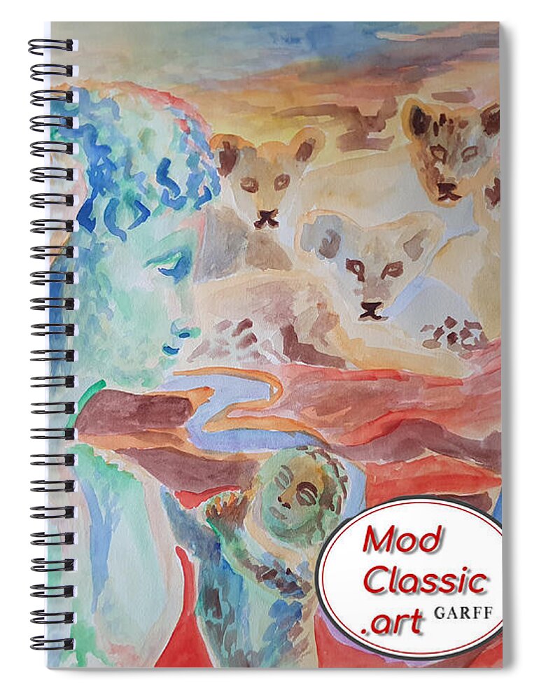 Classical Greek Sculpture Spiral Notebook featuring the painting Amore and Psyche ModClassic Art by Enrico Garff