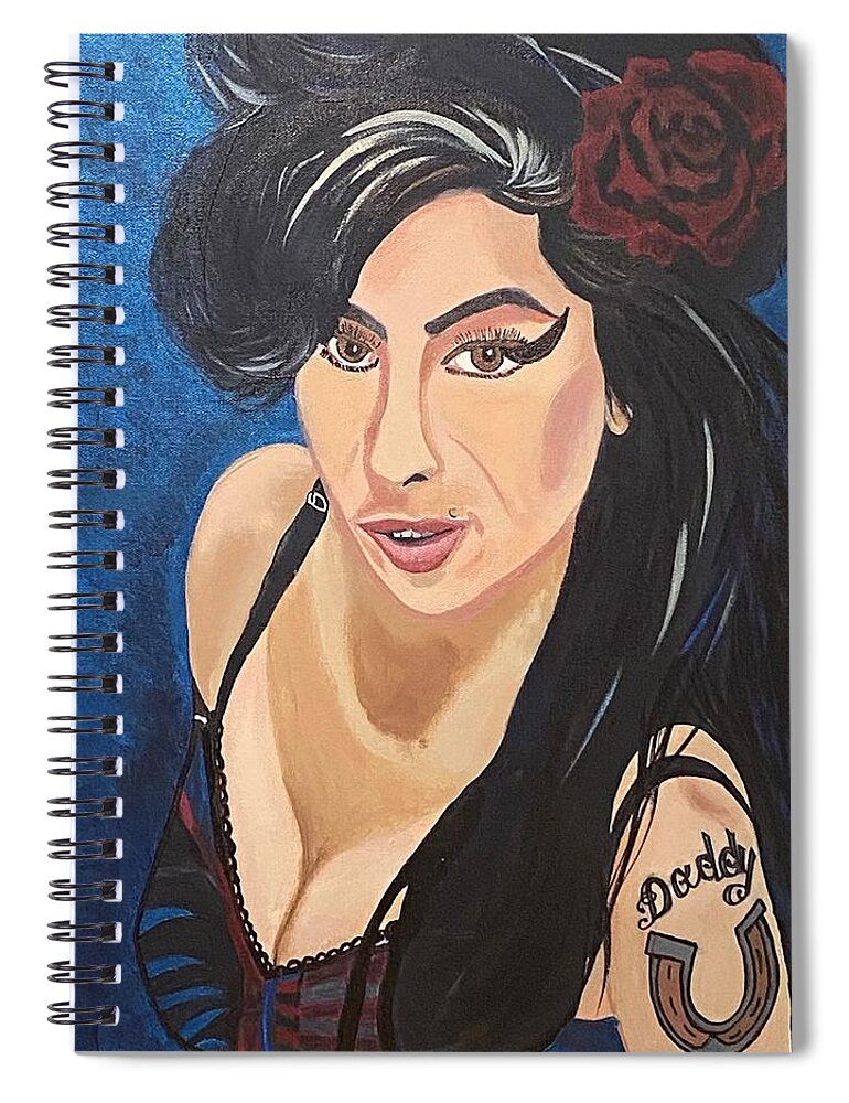  Spiral Notebook featuring the painting Amy Winehouse-Lioness by Bill Manson