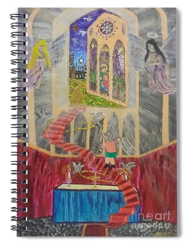 God Spiral Notebook featuring the mixed media An Adventure Begins by David Westwood