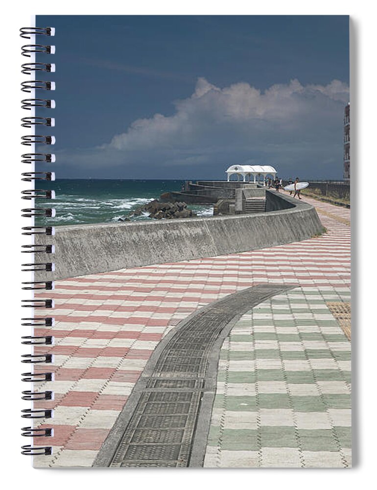Sunabe Seawall Spiral Notebook featuring the photograph An Afternoon Stroll by Rebecca Caroline Photography