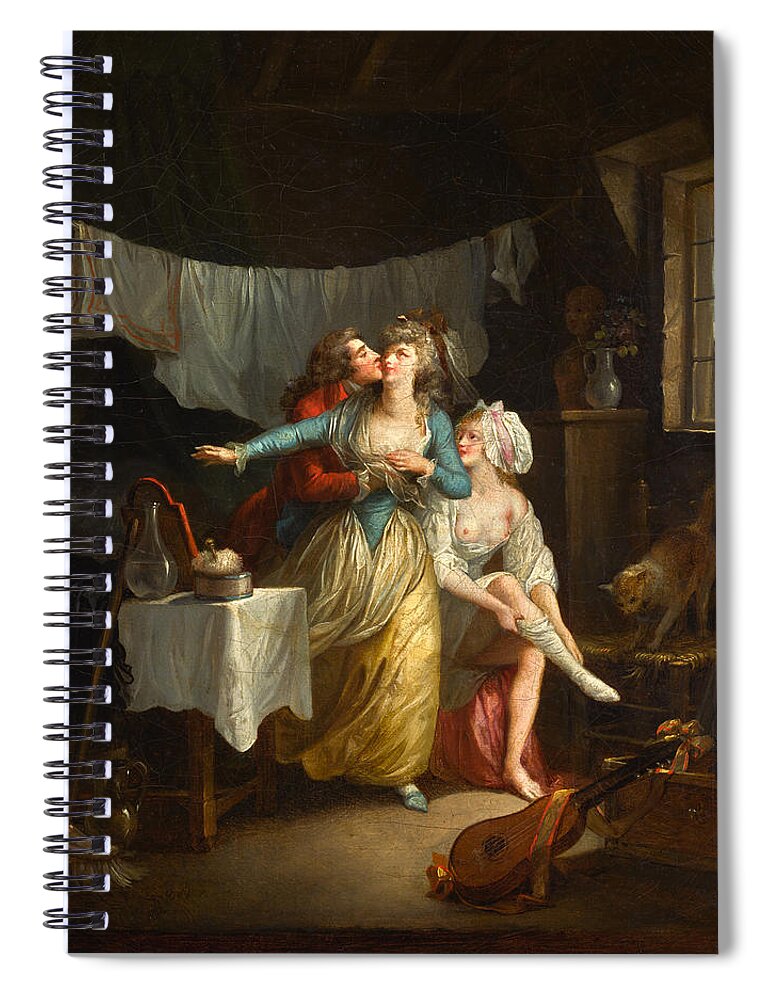 Jean-frederic Schall Spiral Notebook featuring the painting An amorous advance in an interior by Jean-Frederic Schall