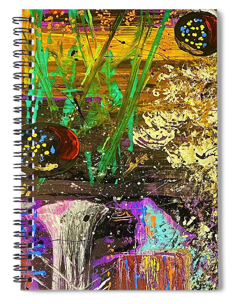 Color Love Emotions Feelings Art Canvas Self Love Care Big. Small Red Black Yellow Green Orange Blue White Original Spiral Notebook featuring the painting An Emotional Day by Shemika Bussey