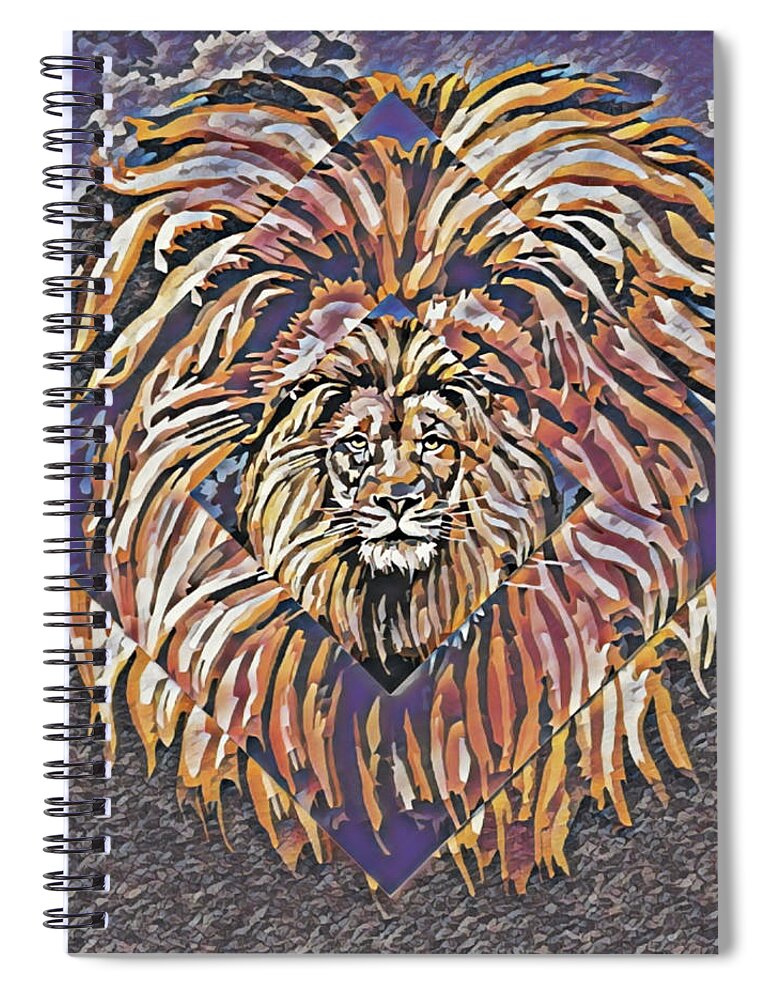 Lion Spiral Notebook featuring the digital art an Leon by Christina Rick